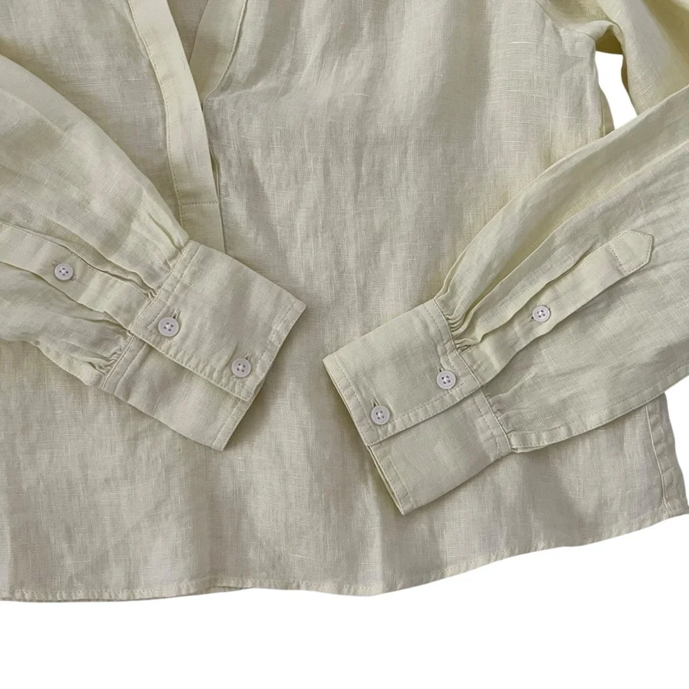 J. Crew Pale Yellow Linen Peasant Blouse - Picture 7 of 13